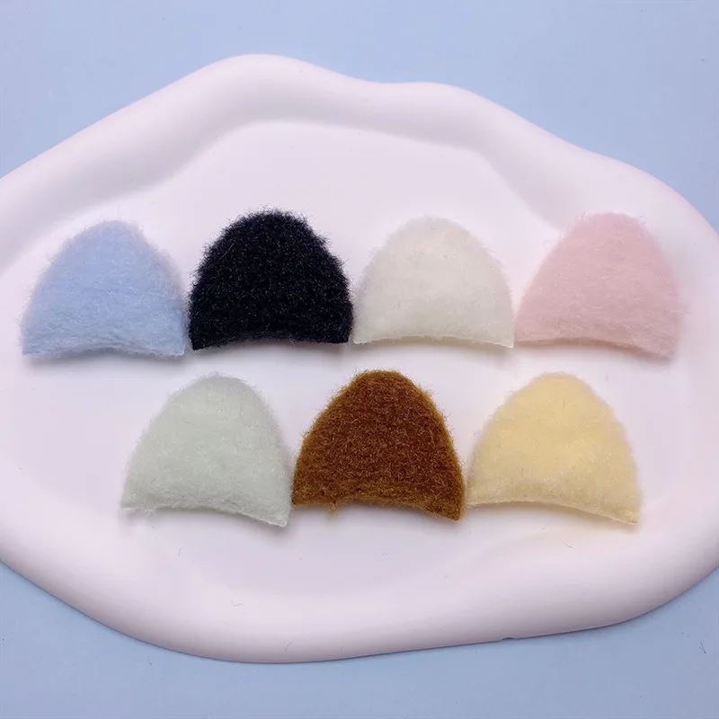 28Pcs 4*3.5CM Two Side Felt Cat Ear Padded Appliques For Children Hat Sewing DIY Headband Hair Clip Accessories Patches