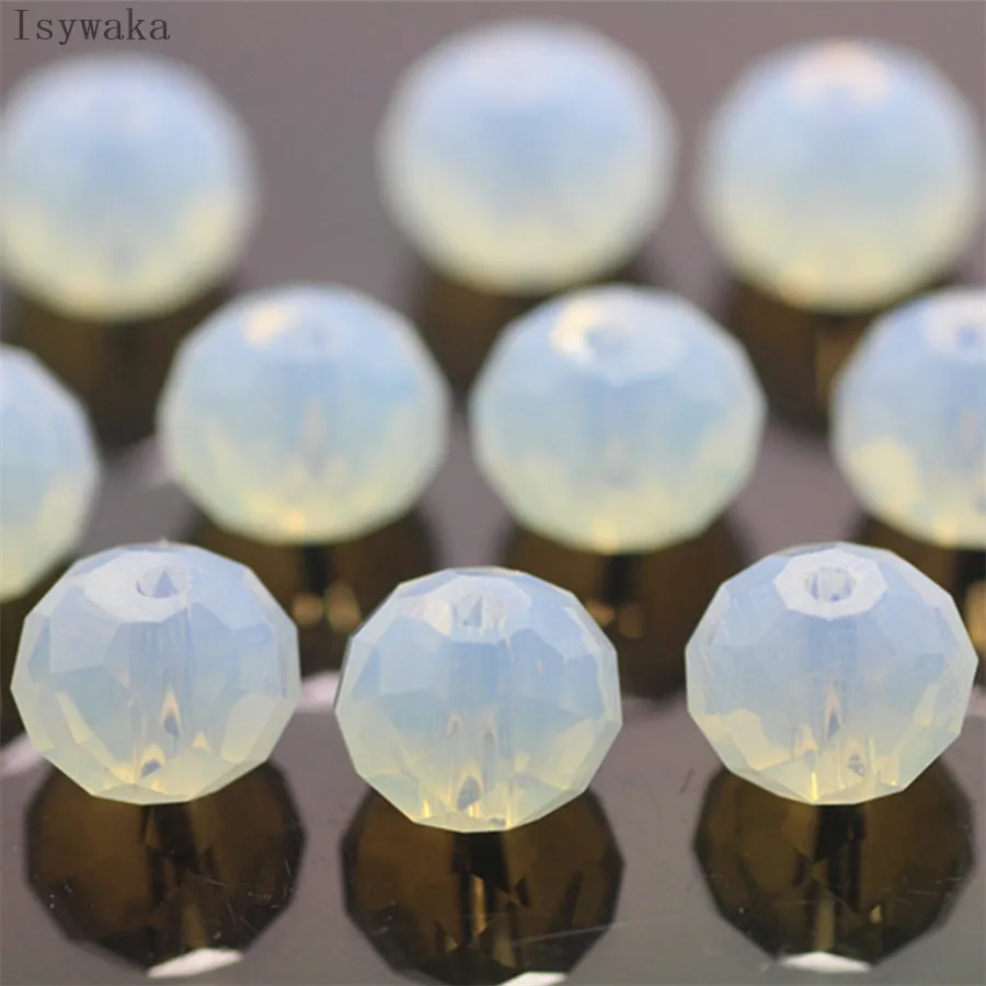 Isywaka Milky White Color 6*8mm 65pcs Rondelle  Austria faceted Crystal Glass Bead Loose Spacer Round Bead for Jewelry Making