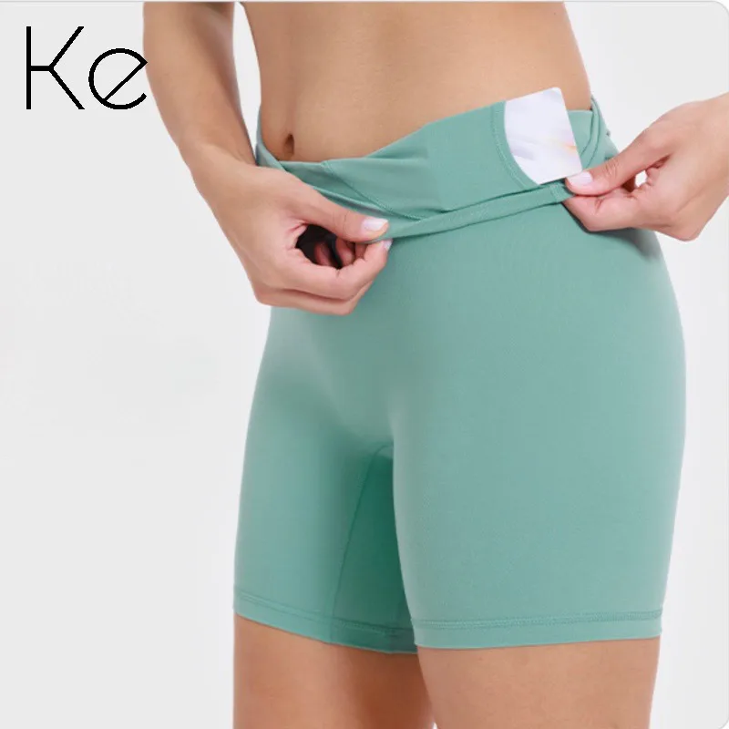 

KE701 summer new nude non-embarrassing line yoga shorts women's buttocks lifting running fitness sports three-point pants