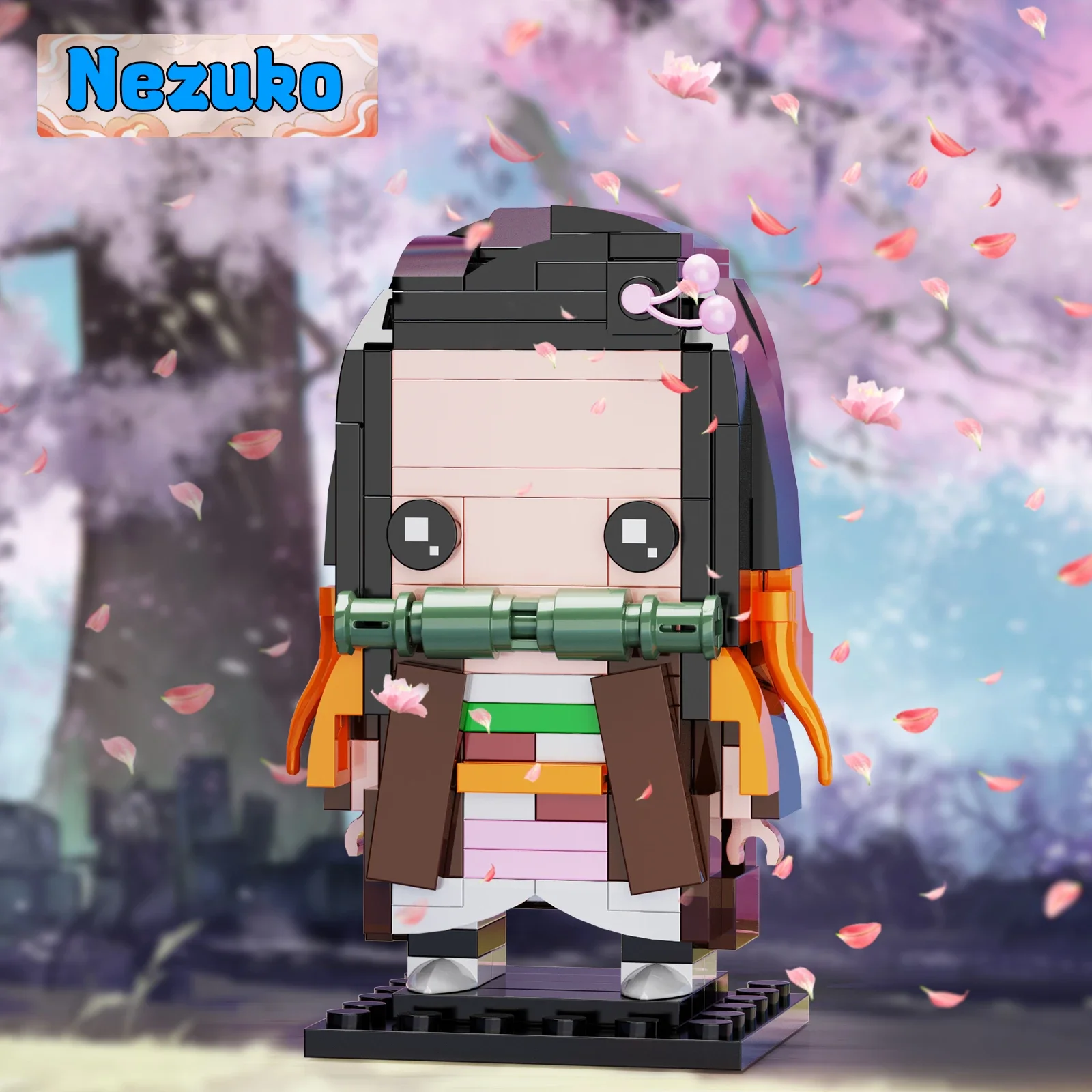 MOC – ensemble de blocs de construction Demoned Slayers Brickheadz, film animé japonais Tanjiro et Nezuko, figurines en briques, jouets cadeaux pour enfants (351 pièces)