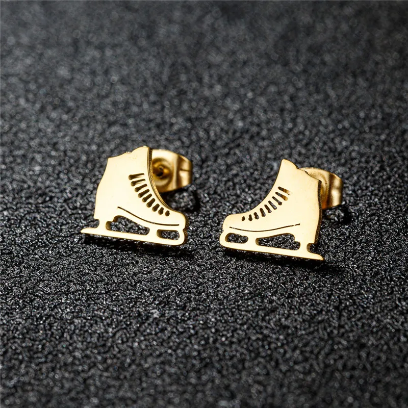 Novo Brinco de Patins de Gelo Esportivo em Aço Inoxidável para Homens, Brincos de Patinação, Joias de Moda Vintage, Presentes para Atletas Femininas