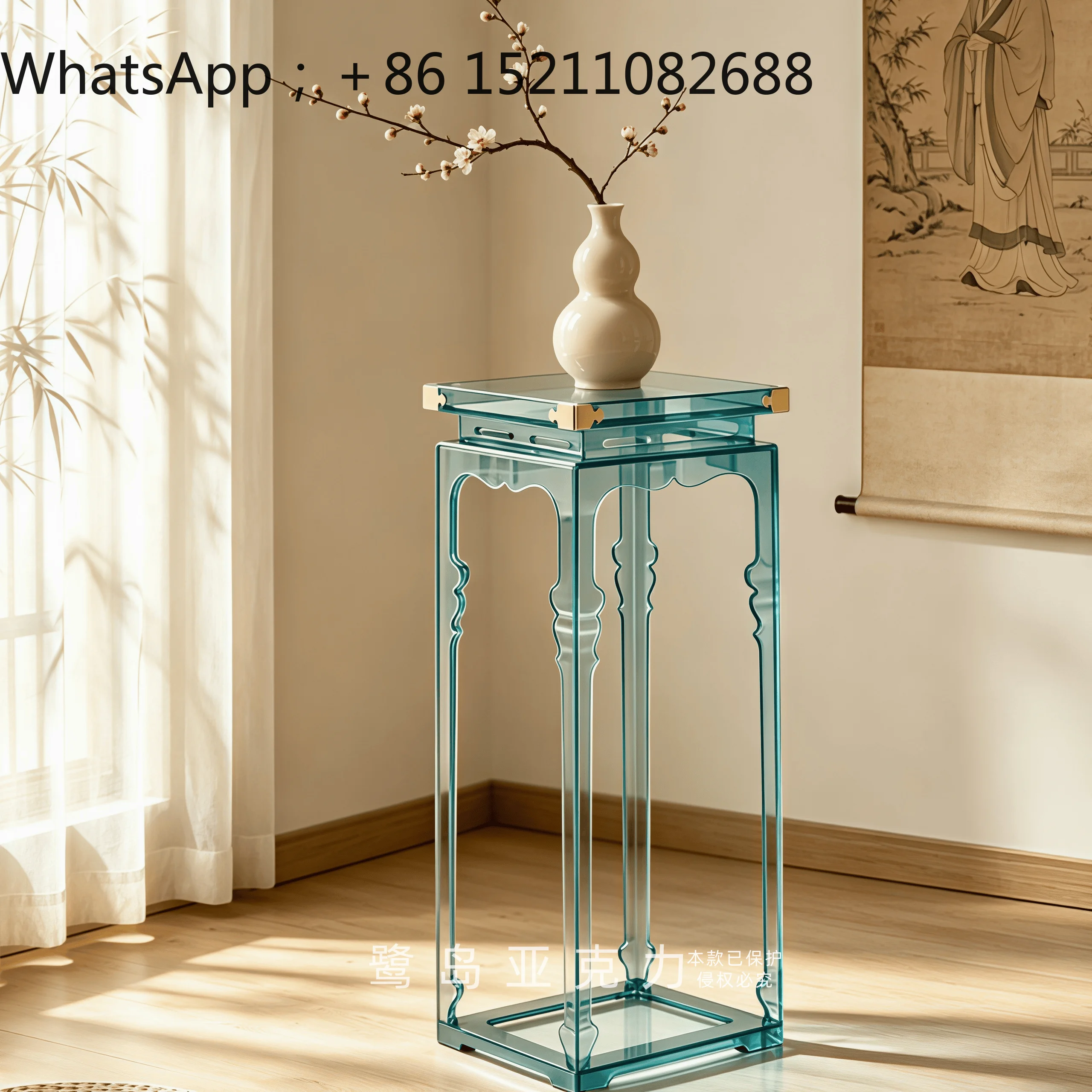 LLY sofa side few acrylic Chinese shelves small corner cabinet artistic flower stand living room side cabinet