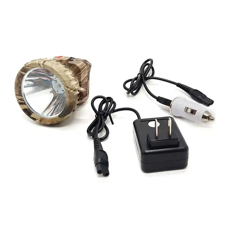 Super brilhante farol LED recarregável, Miner Cap Lamp, impermeável Hunting Light, Tocha cabeça de camo