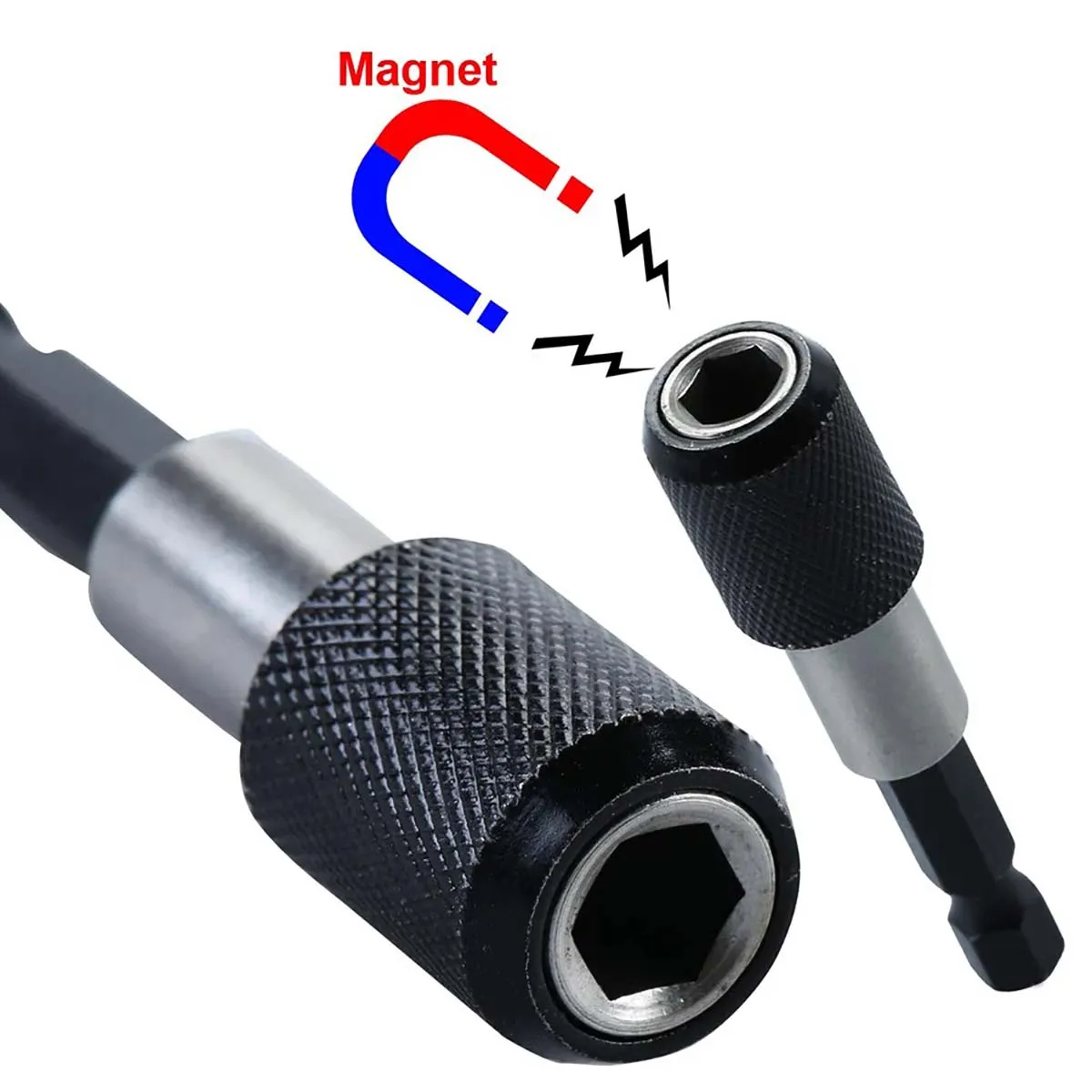 Drill Bit Extension Quick Release Bit Holder Magnetic Drill Extension Bit Holder with 1/4” Hex Shank for All 1/4-Inch Drive Bit