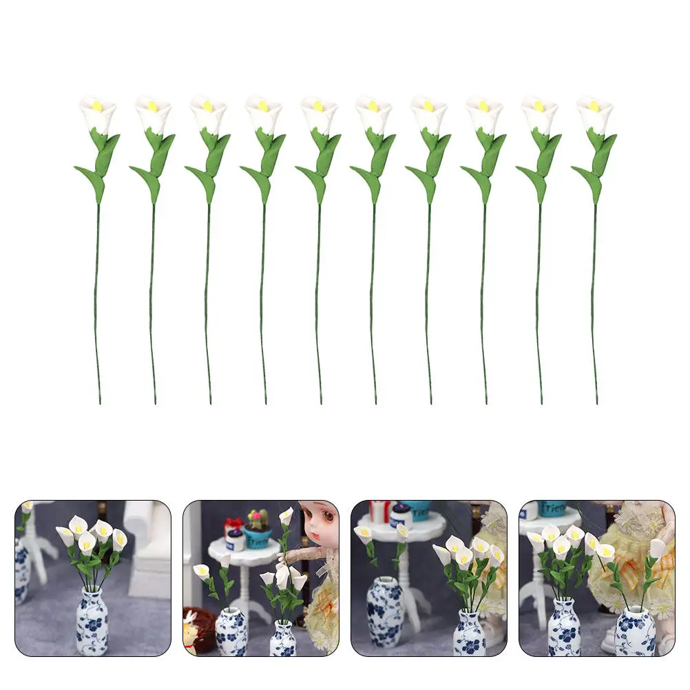 

10Pcs Mini Lily Flower Simulation Compact Size Miniature Scene Decor Small Home Adornment Crafts for Mini House Decoration