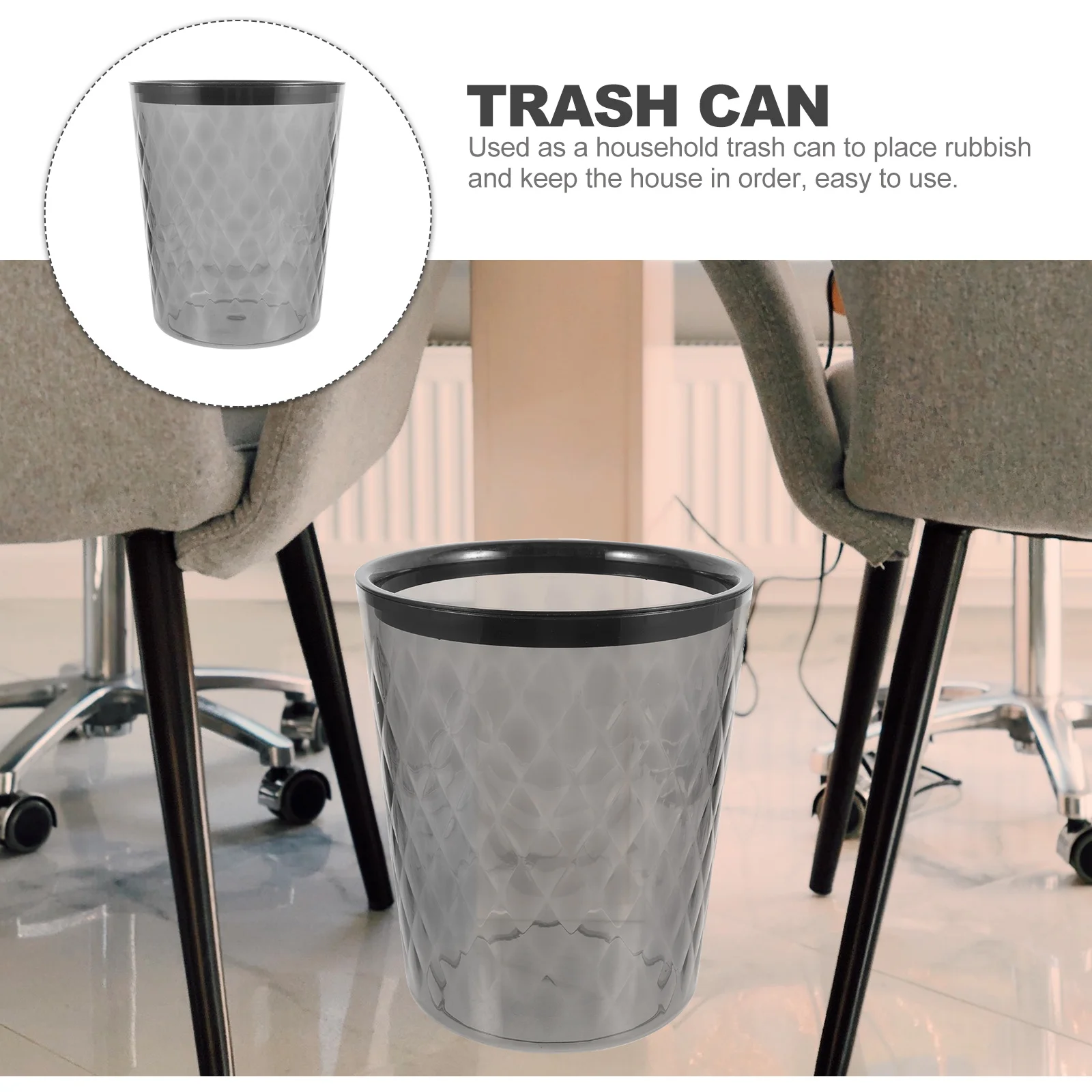 

Clear Trash Can Simple Style Large Capacity Household Garbage Bin For Kitchen Bathroom Bedroom Office Multi-Function Waste