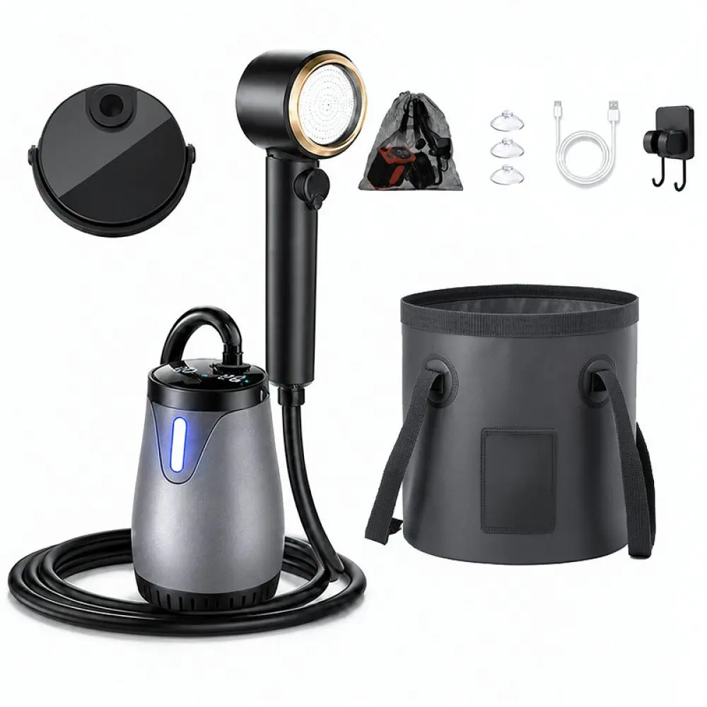 Portable Electric Shower Set For Camping Hiking Travel Rechargeable Water Pump Bathing Sprayer Outdoor Cleaning Accessory