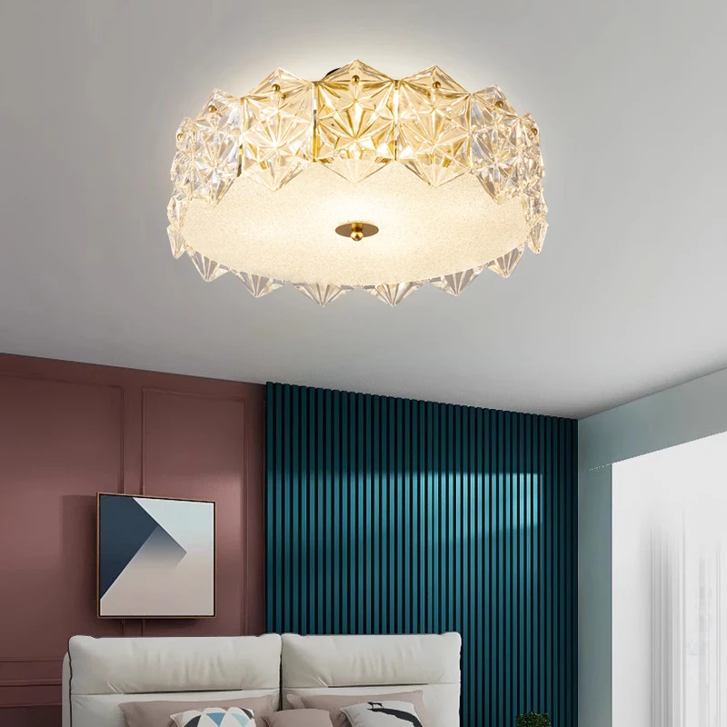 

Simple Modern Glass Ceiling Light Luxurious French Creative Atmosphere Circular Room Lamps Warm Romantic Master Bedroom Fixtures