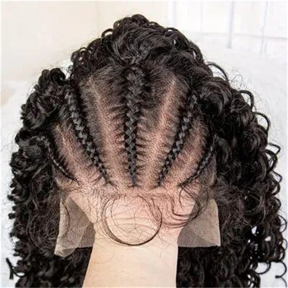 Suave 26 pulgadas Natural negro sin pegamento 180Densidad Largo rizado profundo peluca con malla frontal para mujeres con pelo de bebé prearrancado diario