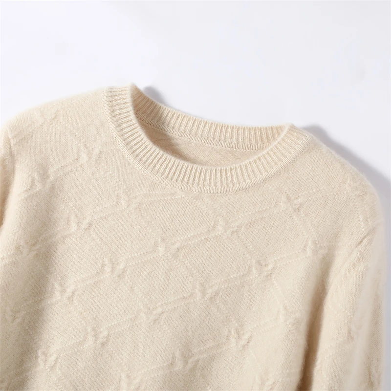 اختيار المرأة 100% سترة الكشمير المعنقة س الرقبة البلوز الماس كتلة نمط Preppy الكشمير تريكو الخريف الشتاء ملابس علوية سميكة