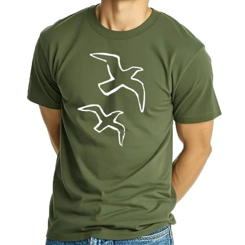 Camisetas de algodón con desig de panjaros en vuelo para hombre y mujer، ropa graphfica، Top de manga corta، cam #1