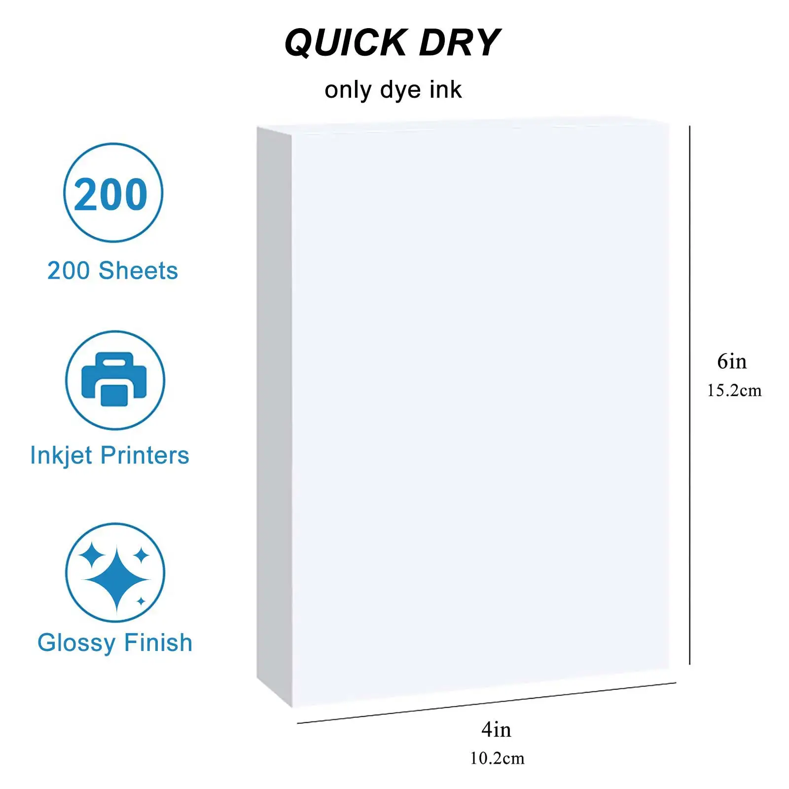 ESHANG 4R 200GSM 200 Sheets Glossy Photo Paper With Inkjet Printers, 10.2×15.2cm  for Office Home Printing Paper, Back To School