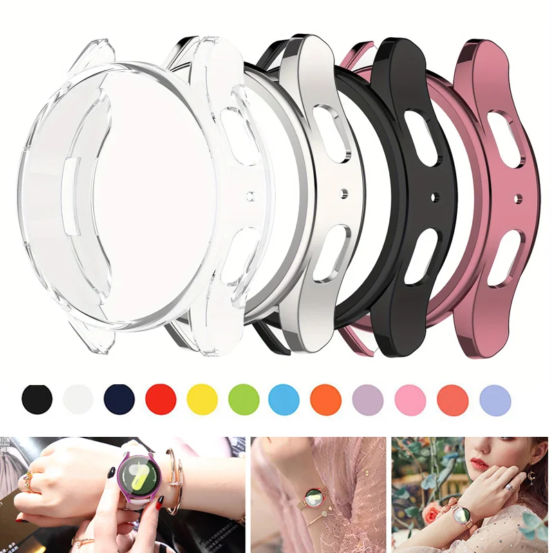 حافظة مطلية من البولي يوريثان لساعة سامسونج جالاكسي 7 40 مللي متر 44 مللي متر ملحقات واقي للشاشة حافظة شاملة لهاتف جالاكسي ساعة 4 5 6 7 FE 40 مللي متر