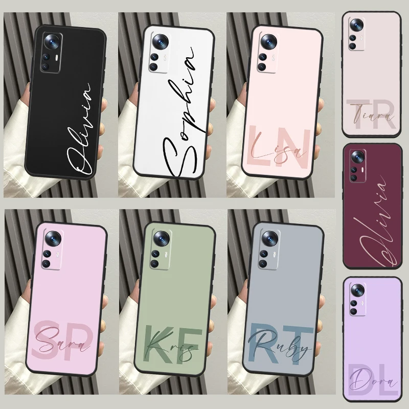 커스텀 파스텔 이름 이니셜 케이스, 샤오미 12T 11T 프로 13 11 12 라이트, POCO F5 X5 프로 X3 프로 F3 M5 POCO F5 X4 F4 GT 커버