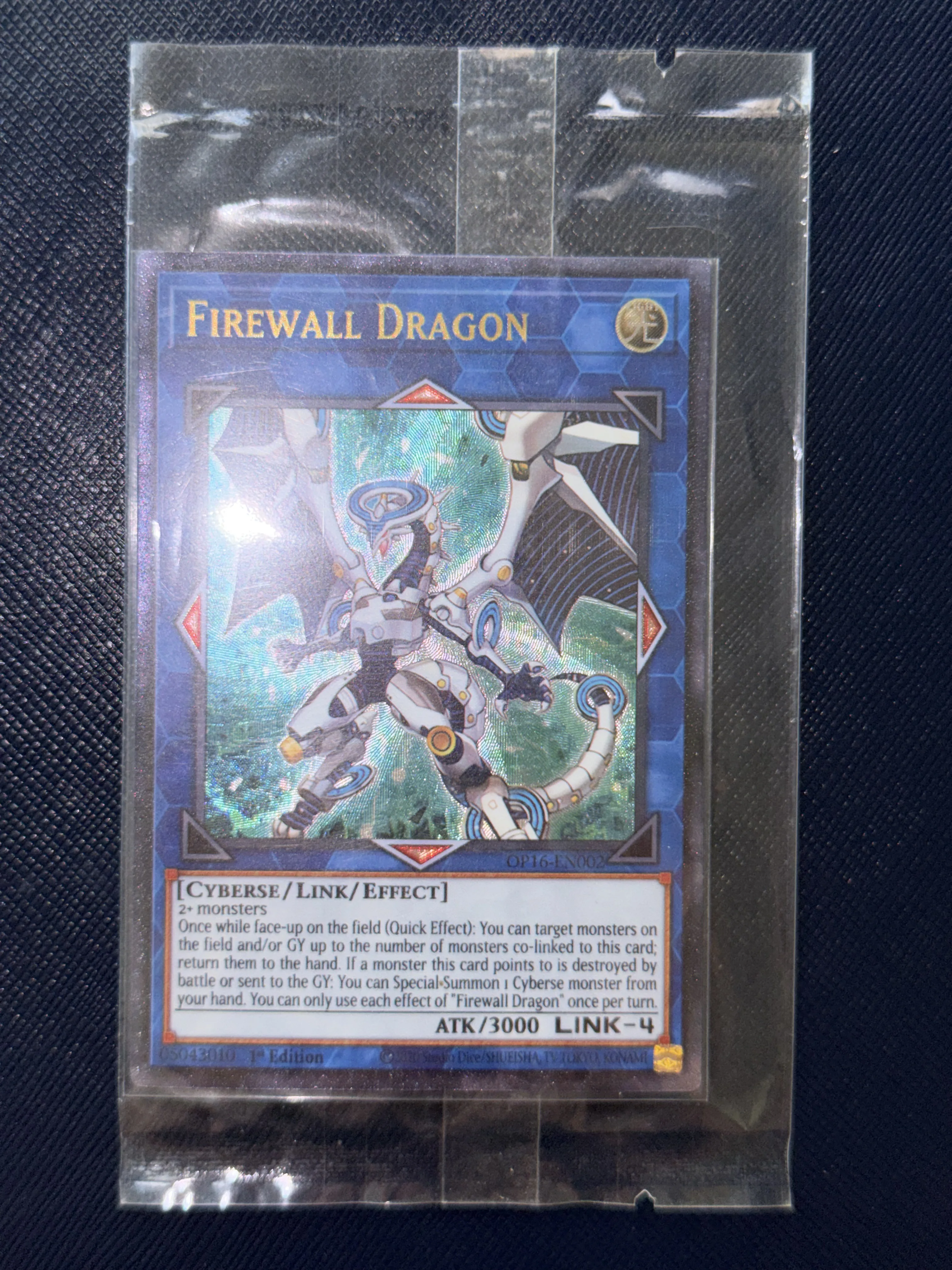 Yu-Gi-Oh! Firewall Dragon OP16-EN002 ULTRA RARE DIY Custom Collectible Trading Card For TCG Collection Display (Not Original)