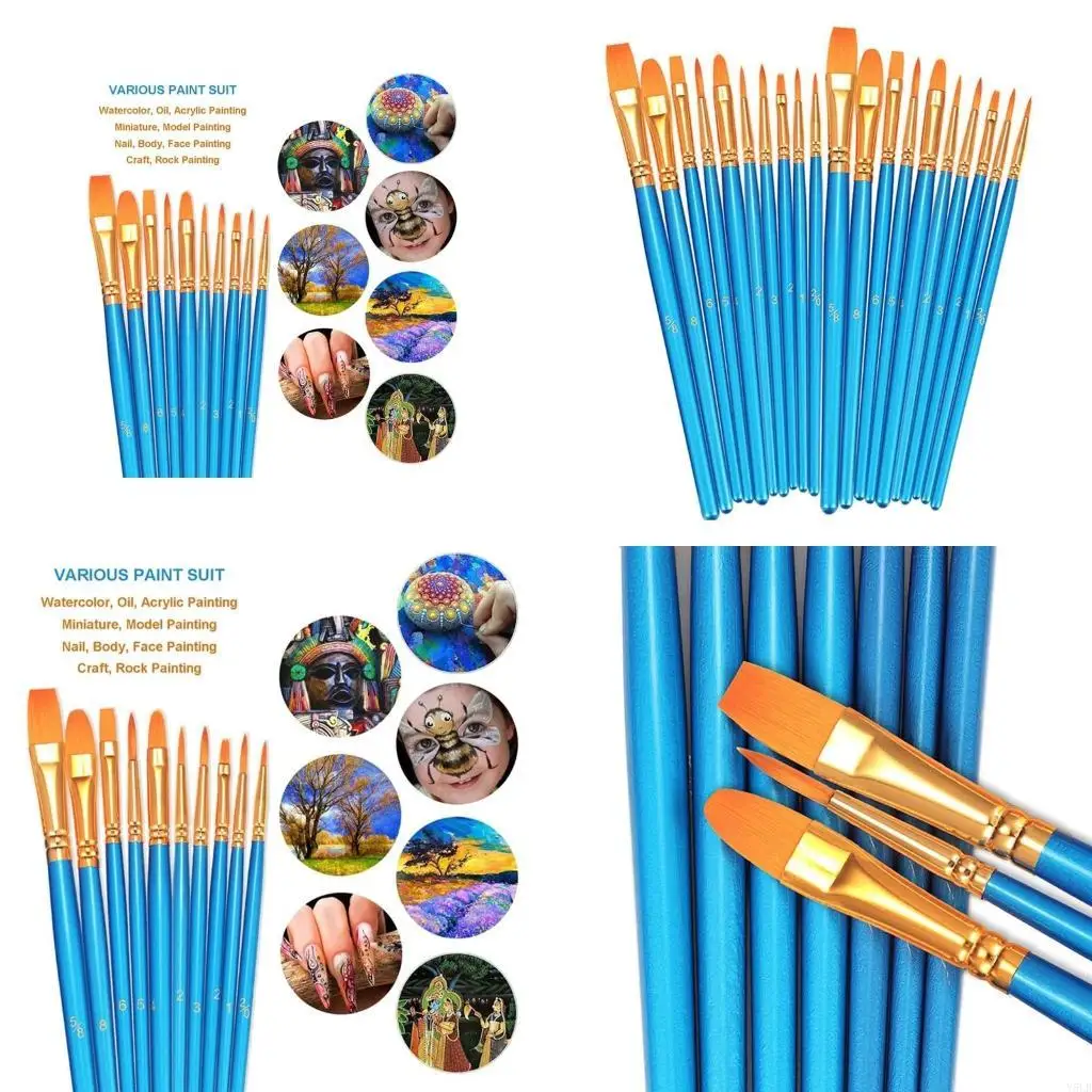 

Y5LB 20PCS Professional Paint Brush Set for Acrylic Painting Oil Watercolor Boards