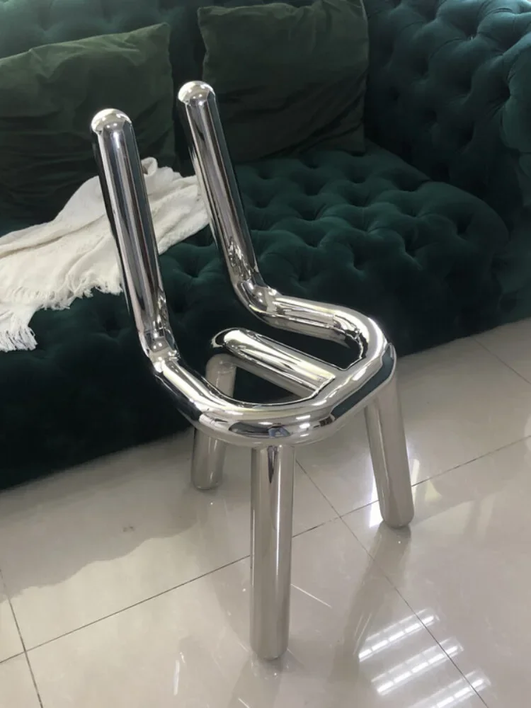 Nordic Internet Celebrity Ins Light Luxury Chair Modern Irregular Simple Personality Stainless Steel Transparent Leisure Chairs