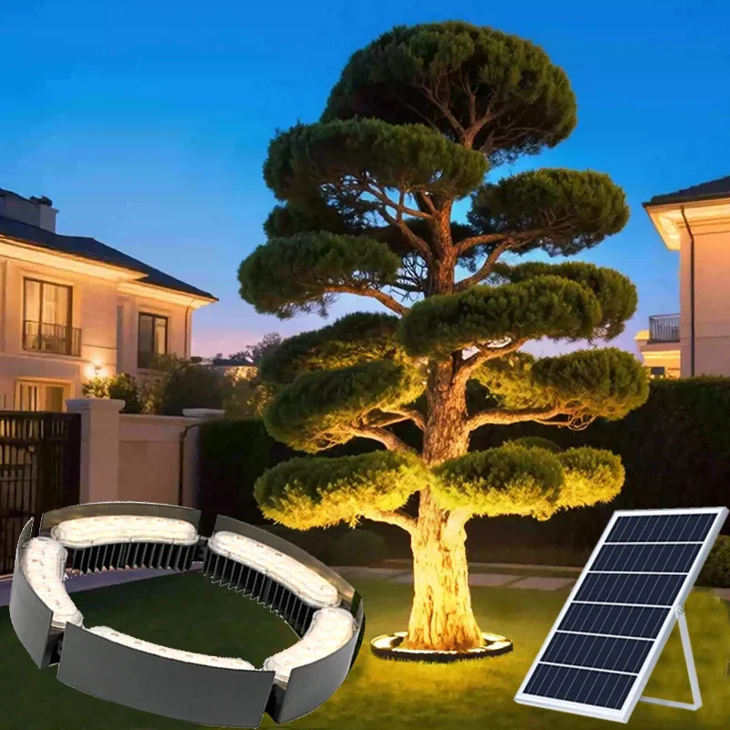 

LED Solar Courtyard Lights 48W/60W/72W Tree Hugging Landscape Spotlights Waterproof Garden Recessed Lighting Outdoor Decor