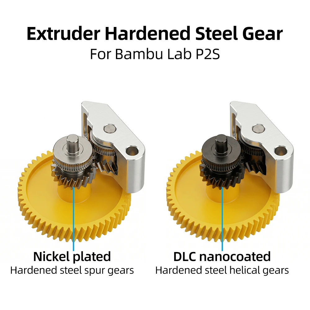

For Bambu Lab P2S Upgraded Extruder Gear Kit Integrated Shaft Design Nickel Plated and DLC Nanocoated For P2S 3D Priner Parts