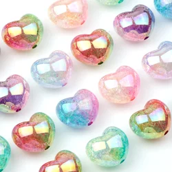 2.2mm Gradient Multicolor Big Heart Vertical Hole Resin ABS Loose Beads for Jewelry Making and Decoration DIY Accessories