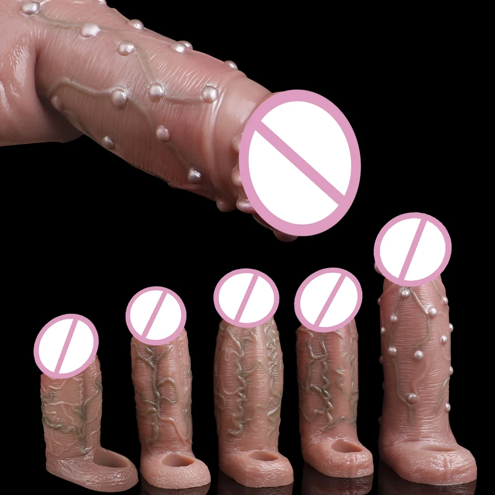NNSX Silicone Male Realistic Penis Sleeve Extender Cock Sleeve Dick Enlargement Delay Ejaculation Cock Ring Sex Toys for Men