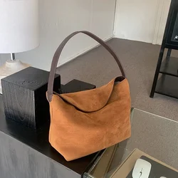 Scrub pu Leather women Axillary bags Brand design ladies handbag female hobos Shoulder bag Faux Suede tote bolsa brown totes