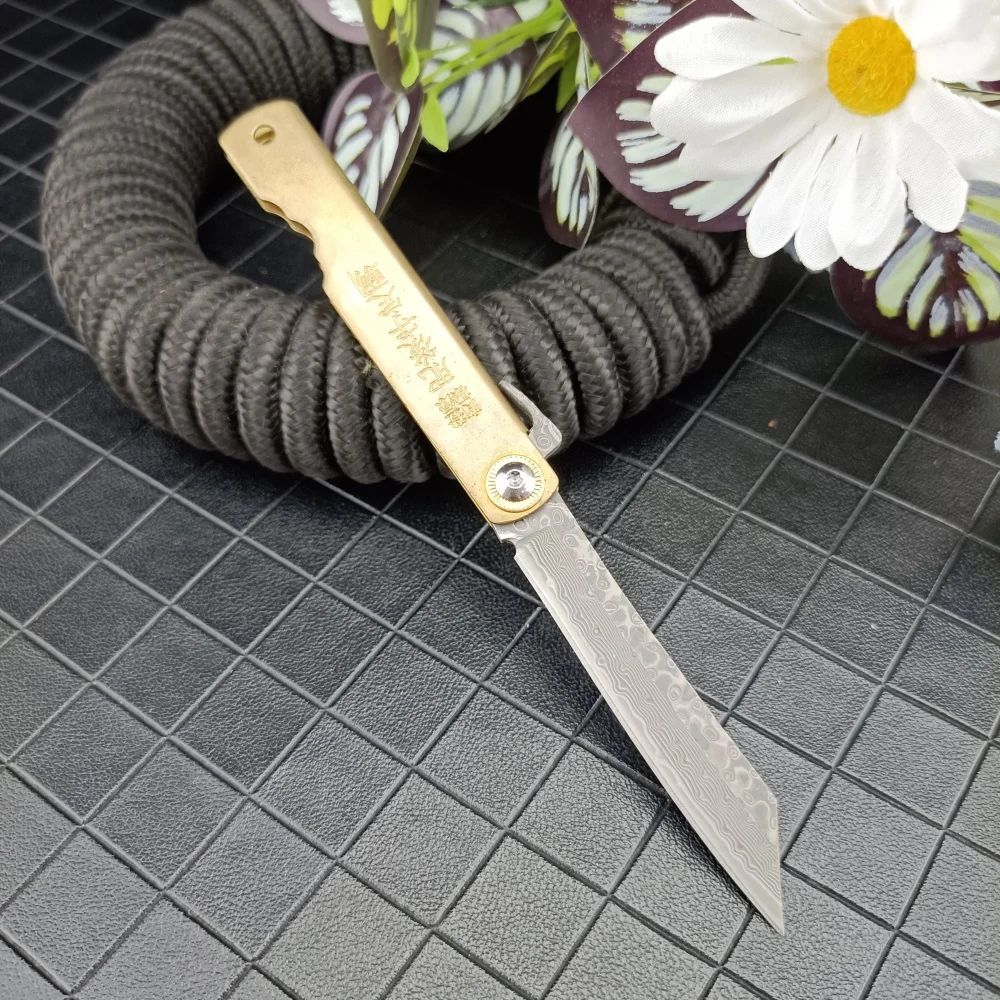 

Lightweight Handmade Forged Damascus Steel Folded Knife - Higonokami Knife - EDC Portable Compact Outdoor Camping Cutting Knives
