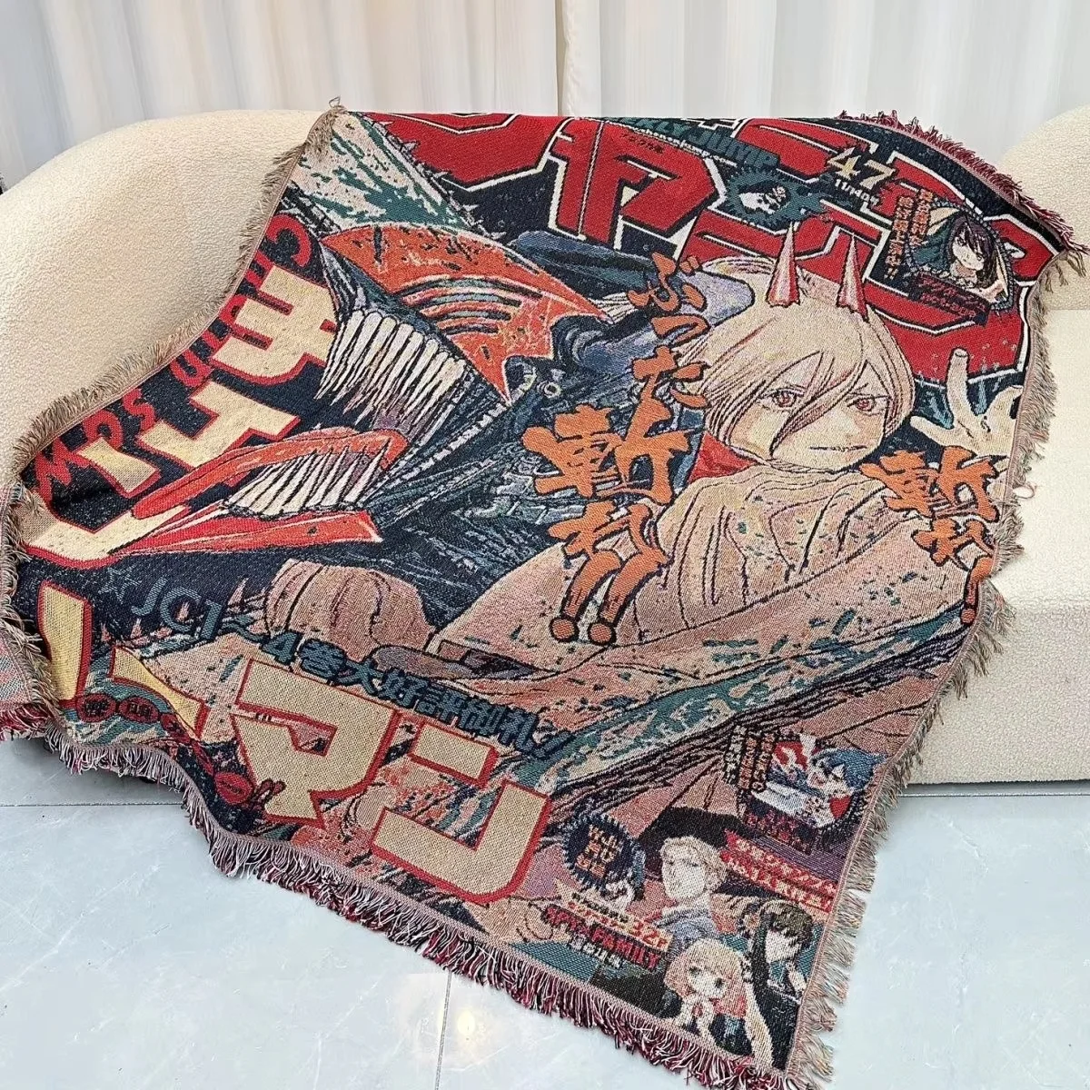 Anime Dragón golyós Általános alany Akta Gyapot Átdöf Textil pléd Alkalmi pléd Ágyfej pléd decoratie Dívány fedezze decorativa Szőnyeg