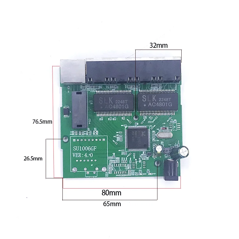 Fast switch 5 port ethernet TAP  switch 10 / 100/1000mbps network switch HUB pcb module board for system integration module