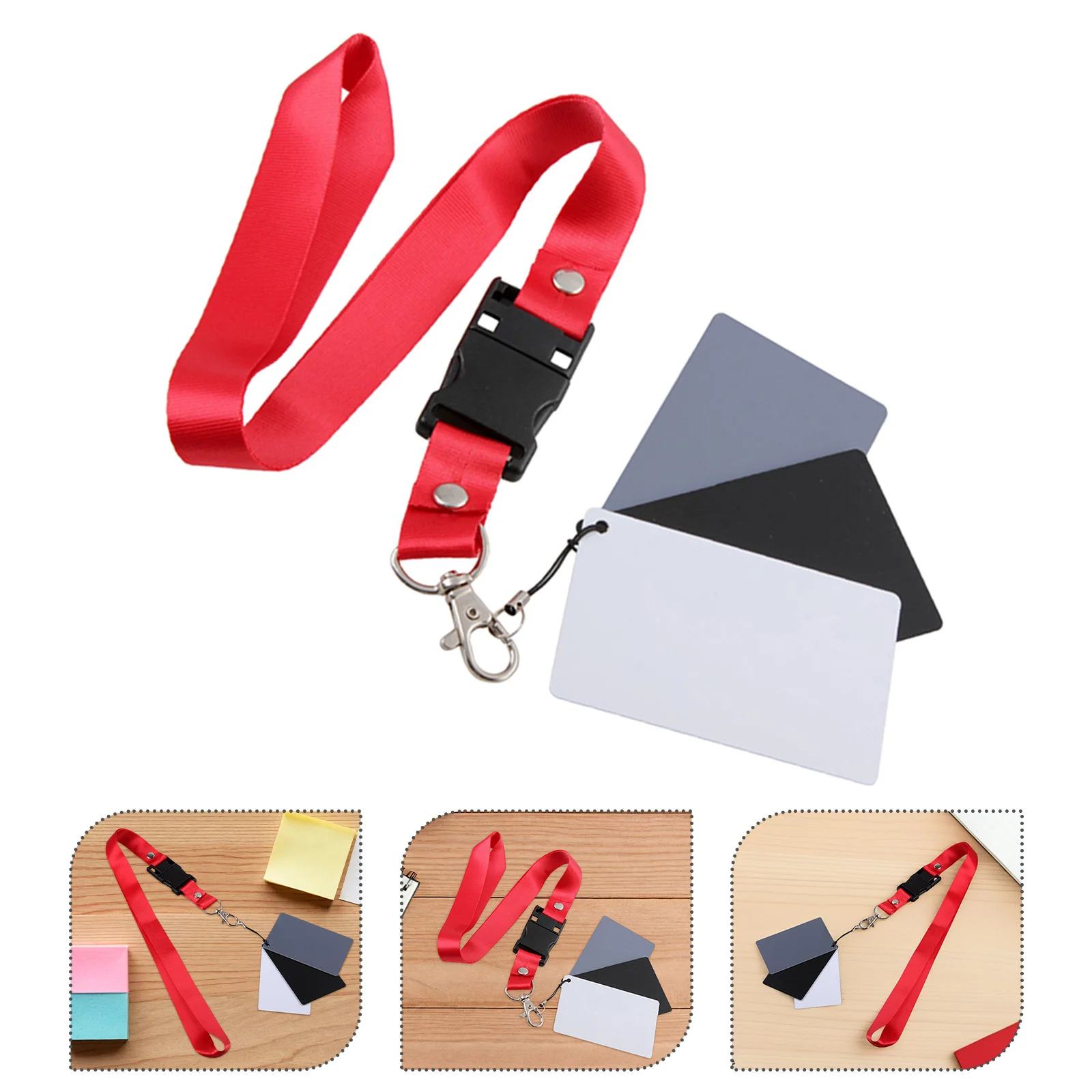 

2Pcs Black Grey White Balance Card Set Photography Exposure Calibration Adjustable Lanyard Video Film Checker Color Checker