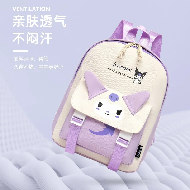 Sanrio Melody-mochila ligera con dibujos animados para niños y niñas, bolso escolar impermeable con estampado de gran capacidad