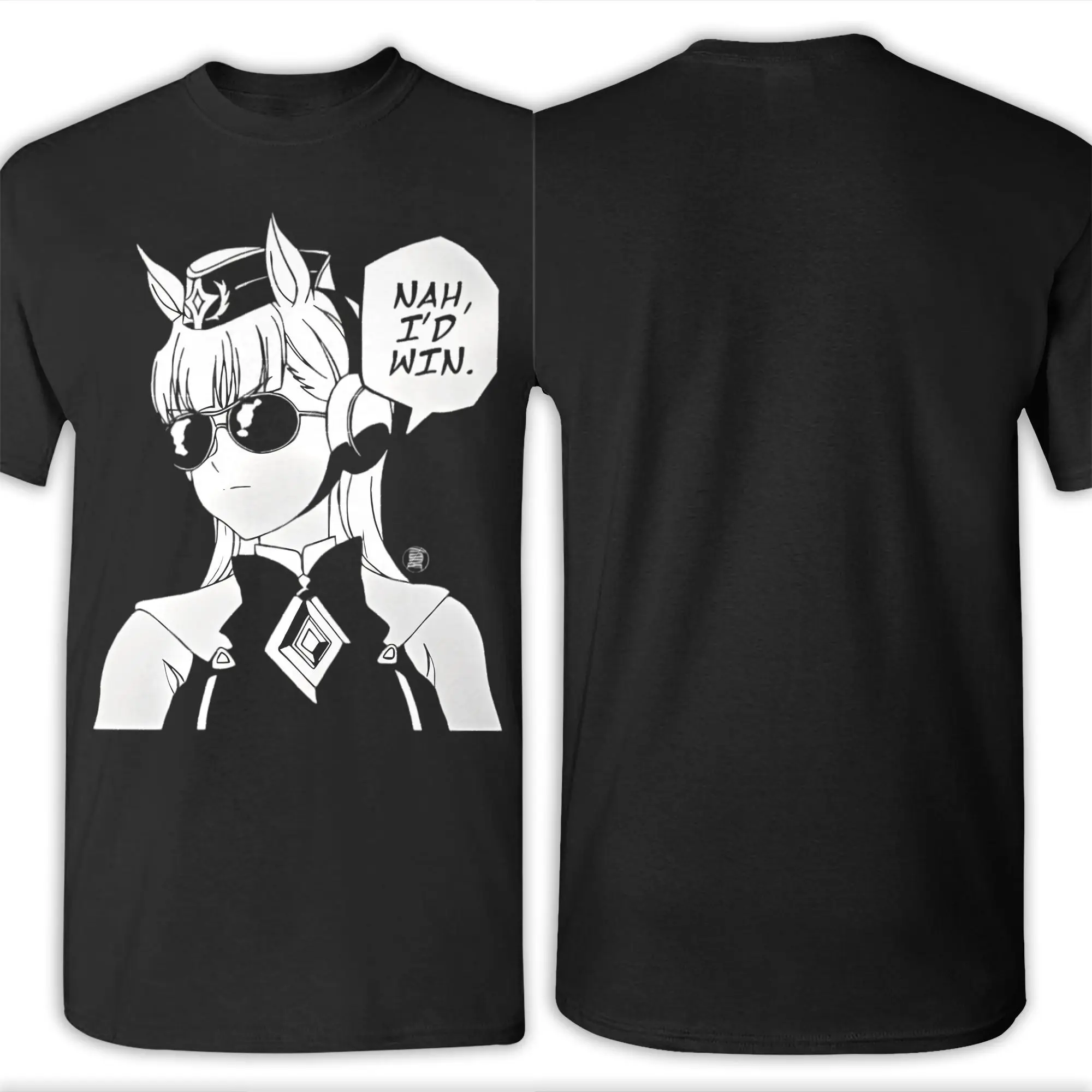 الترفيه الذهب السفينة أنيمي Caseneko Uma Musume تي شيرت الرجال الياقة المستديرة القطن تي شيرت قصير الأكمام تي شيرت حجم كبير الملابس #5