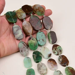 APDGG Big Natural Green Chrysoprase Slice Faceted Oval Rectangle Nugget Gemstone Loose Beads 16