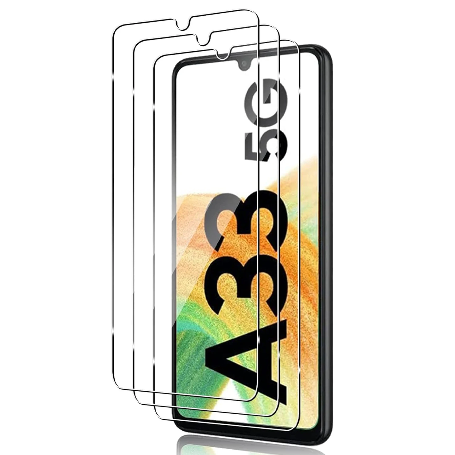 삼성 갤럭시 A33 5G 유리 필름용 강화 유리 화면 보호 필름 3개