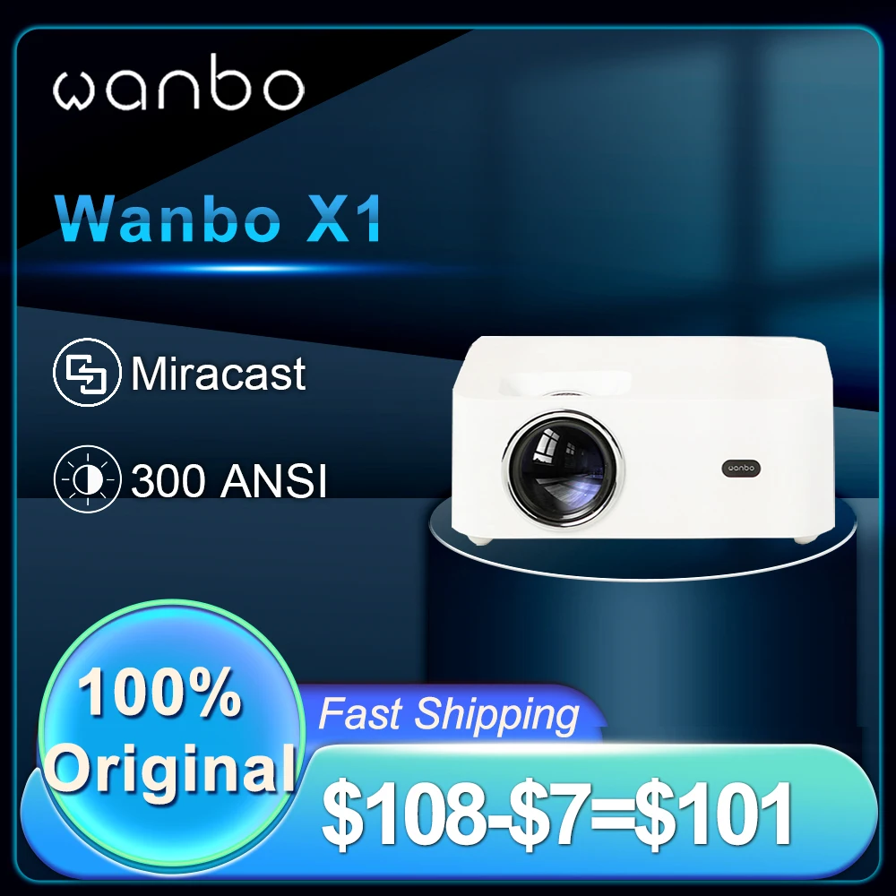 Wanbo X1 Mini Global LED Protable Projector 1280*720P Support Full HD 1080P 300ANSI Lumens WIFI-compatible Home Theater Beamer