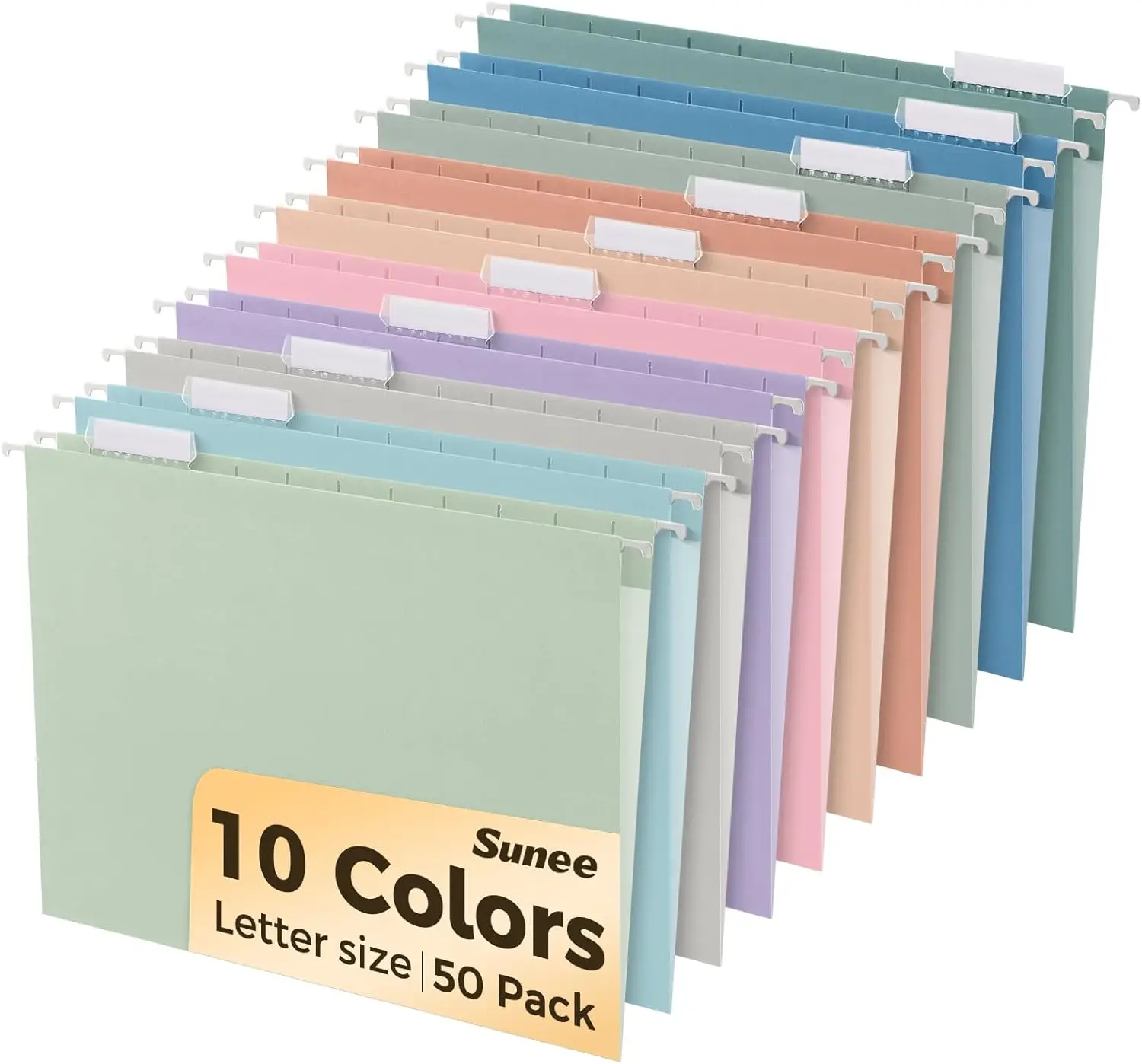 

50 Pack Letter Size Hanging File Folders with 1/5-cut Tabs, Pastel Colors for Home and Office Organization