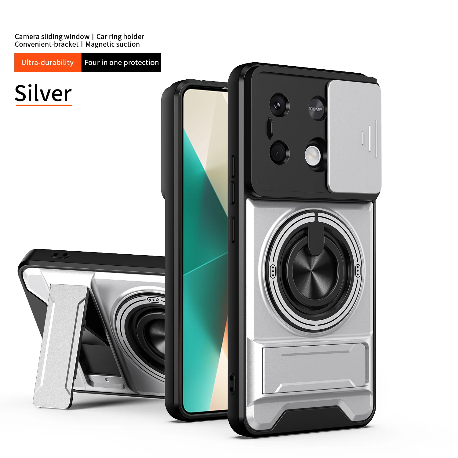 For Redmi Note 13 Pro Case Redmi Note 13 4G note 13 5G Cover Magsafe Magnetic Fold Holder Military Armor Camera Protection Cover - view 5