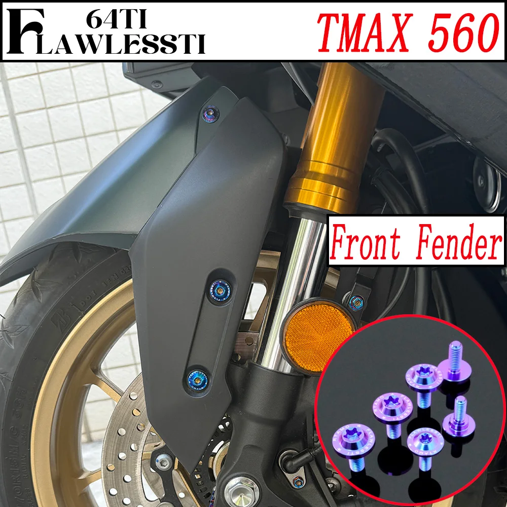 FLAWLESSTI Gr5 Titanium Bolt Front Rear Fender For Tmax 560 2022-2026