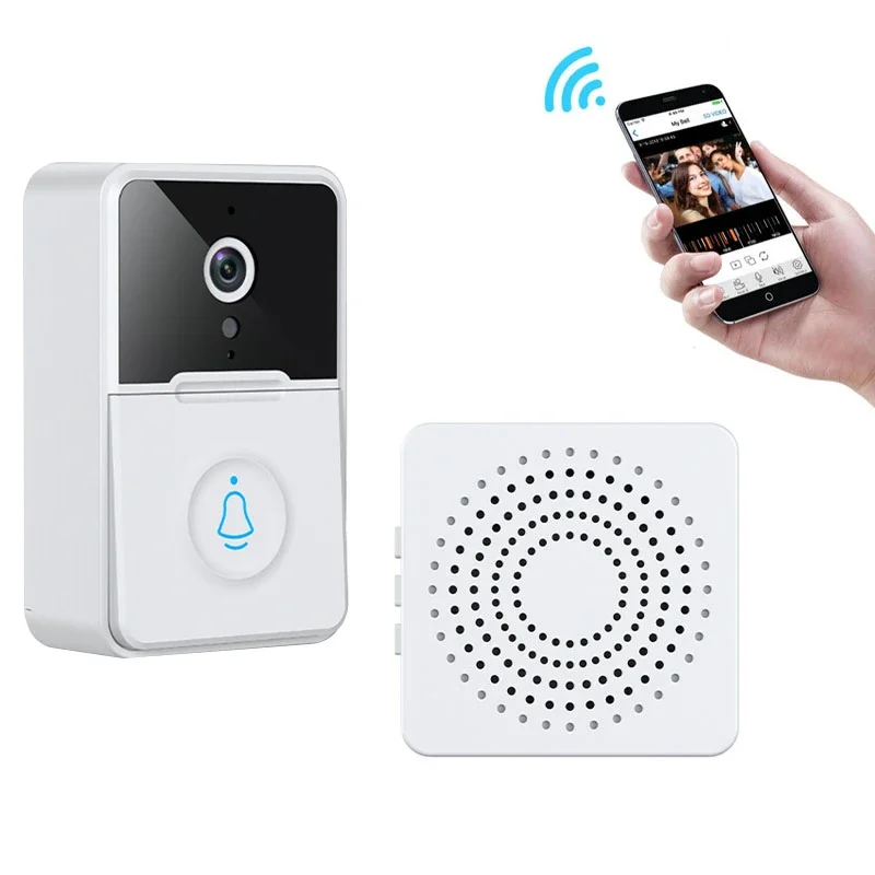 Sonnette vidéo WiFi avec vision nocturne IR, caméra de sécurité intelligente, surveillance en temps réel, audio bidirectionnel, visuel sans fil, 1080P HD