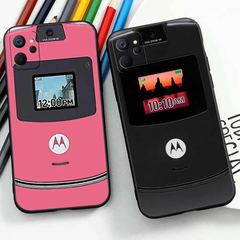 Motorola Razr Pink Phone Case For OPPO Realme 11 10 9 9I 8 8I 7 6 X50 XT X7 X Pro Plus 5G Cases Black Soft Silicone Cover Cqoues