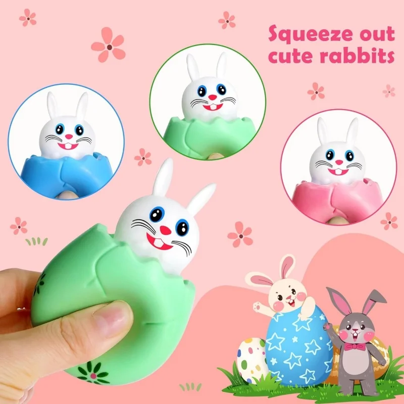 Squishy Bunny Stress Relief Cute Rabbit Squeeze Toys for Fidget Autistic Anxiety ADHD Birthday Easter Eggs Party Favors