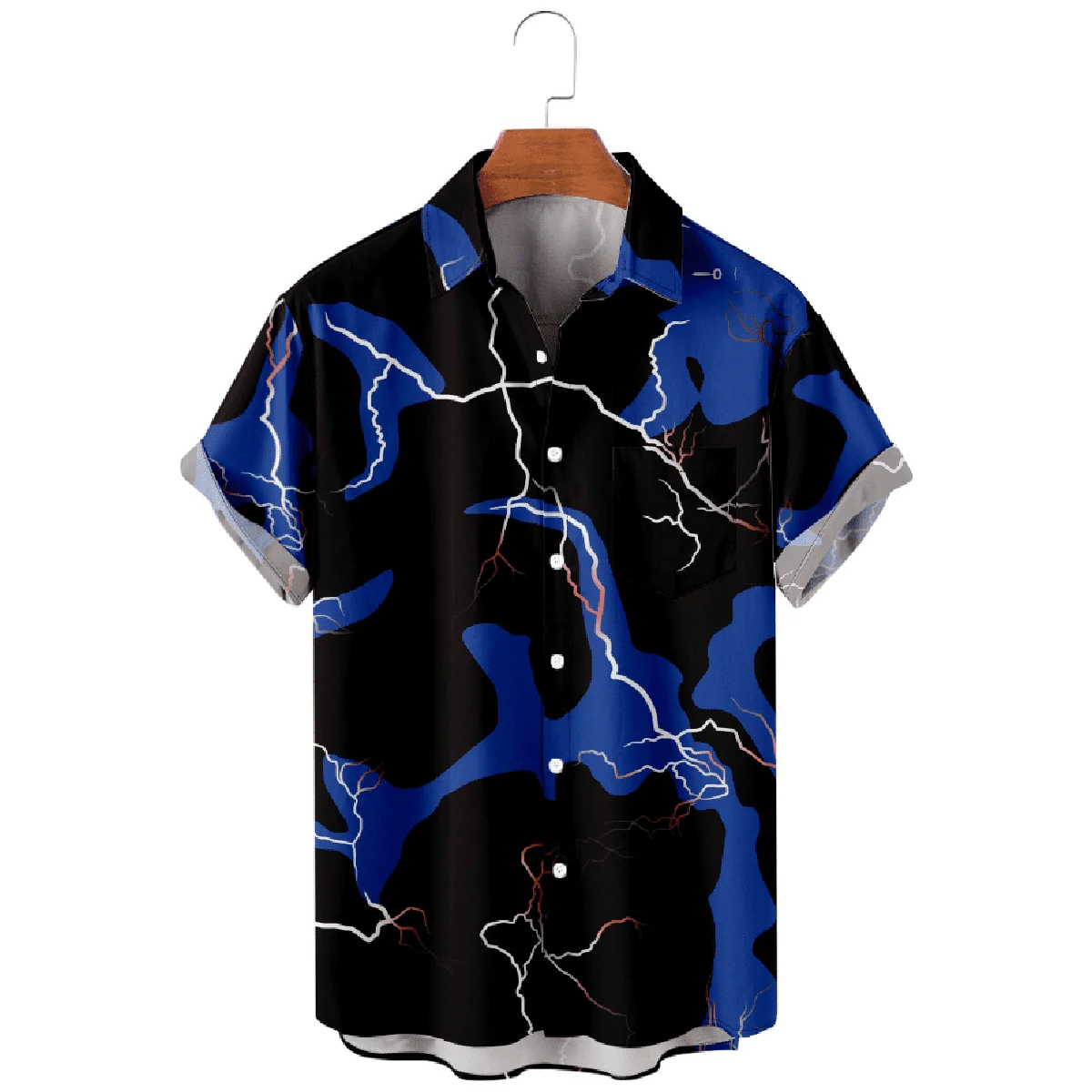 

Lightning Shirt Men Short Sleeve Lapel Summer Hawaiian Button-Down Shirts