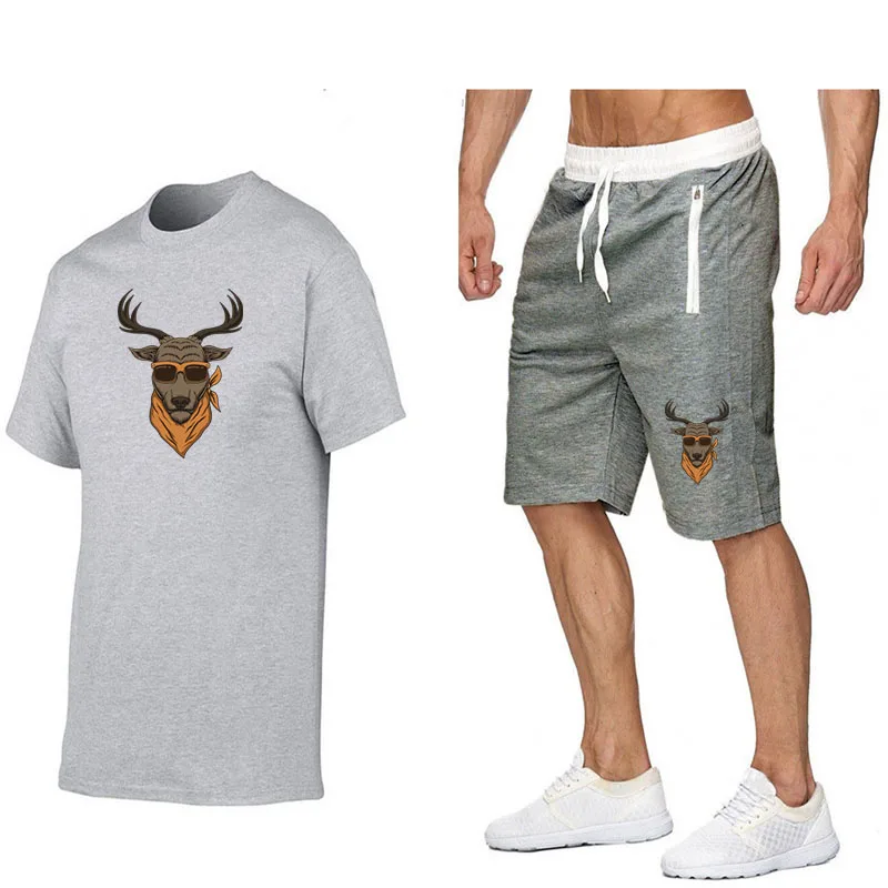 

2025 New in Summer Mens Outfits Sets 2 Piece Jogging Suits Cotton Short Sleeve T Shirt Shorts Jogger Sweatsuit Men Sport Suits