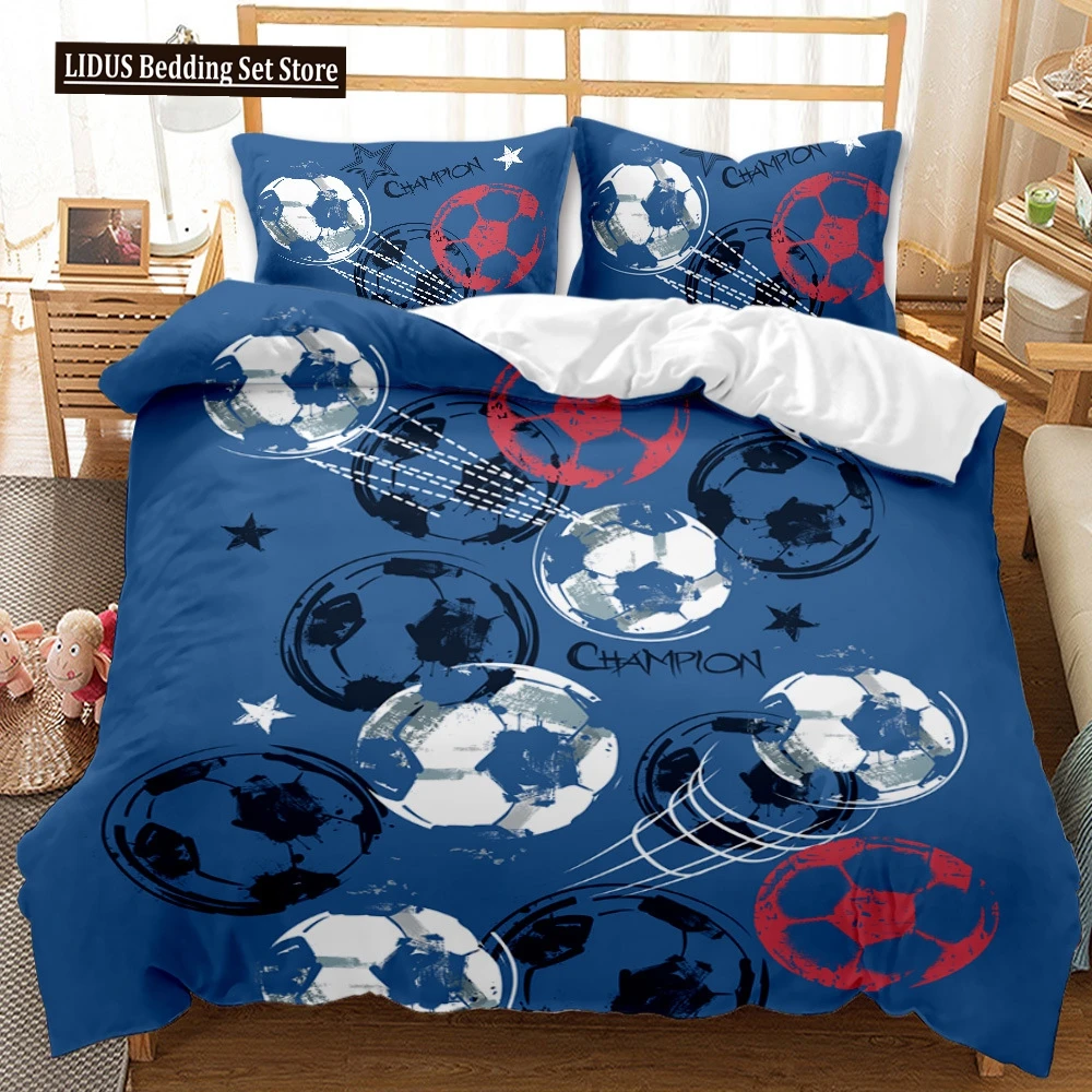 

Cartoon Ball Games Duvet Cover Set Sports Prints Quilt Cover 3D Bedding Set Queen King Size Polyester Comforter Cover Boys Kids