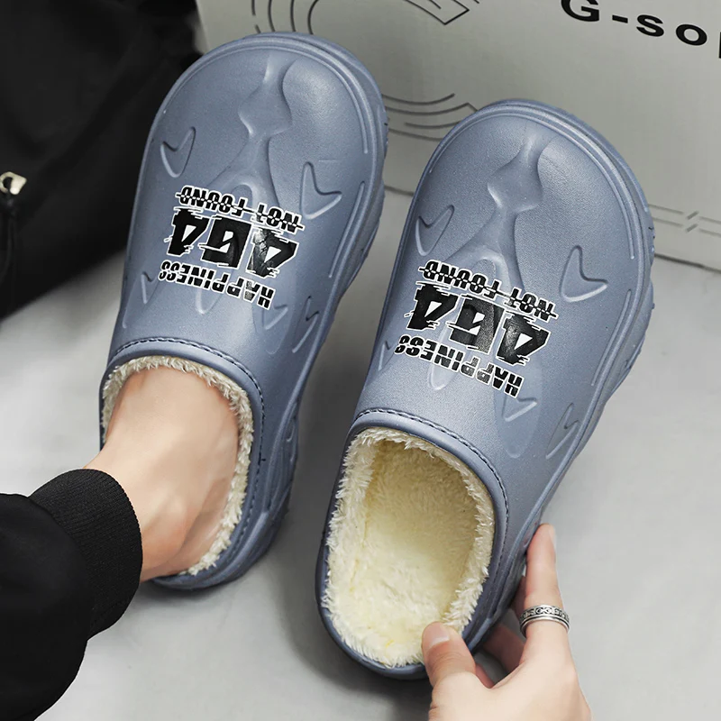 شبشب شتوي للجنسين مقاس 46 47 أحذية منزلية داخلية غير قابلة للانزلاق ناعمة دافئة مقاومة للماء أحذية قطنية منزلية كبيرة جدًا