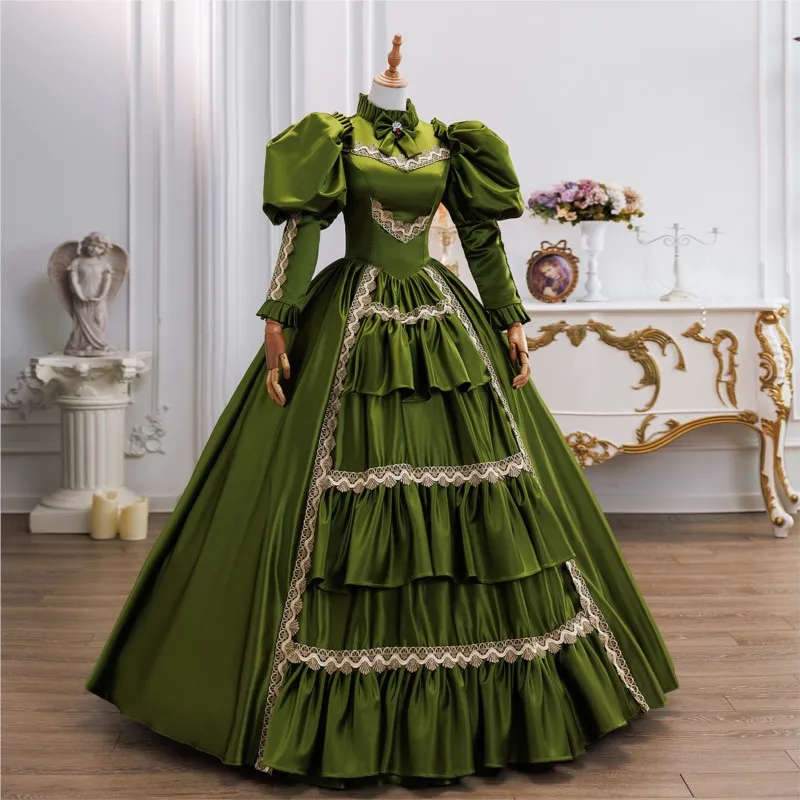Green high-necked travel photography photo studio performances fashion shows banquets dance dresses