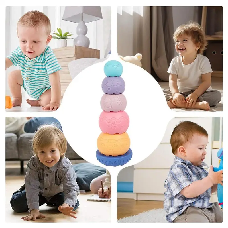 Stacking Tower Toys Eggshell Rubber Stacking Toys Sensory Stackable Toys Soft Building Blocks Preschool Learning Toys For Kids &