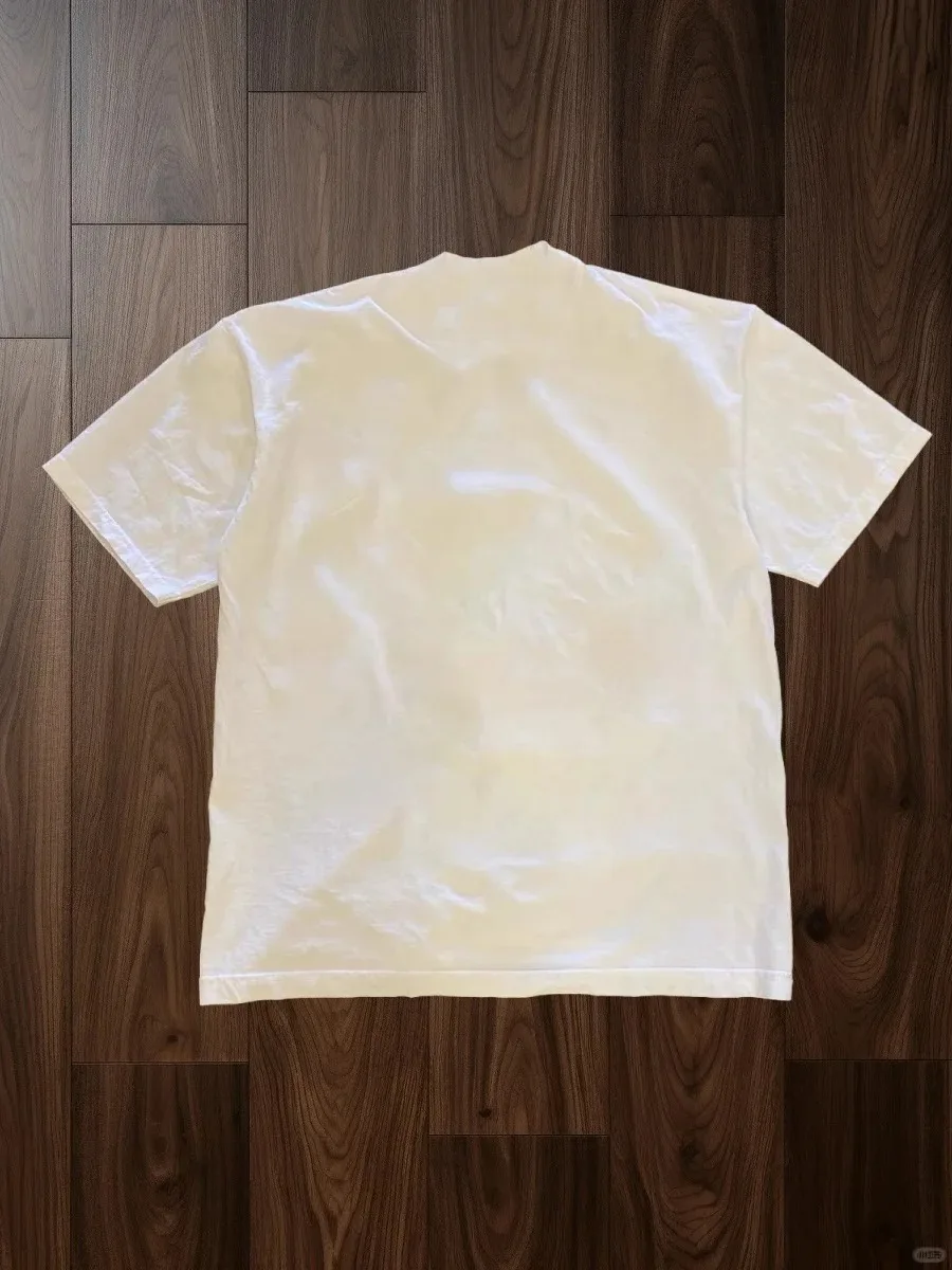 تي شيرت بسيط مطبوع بأكمام قصيرة موضة 2026 ملابس خالية من الجنس بسيط منخفض المفتاح فاخر صيفي للرجال والنساء Y2k قطع علوية كبيرة الحجم #3