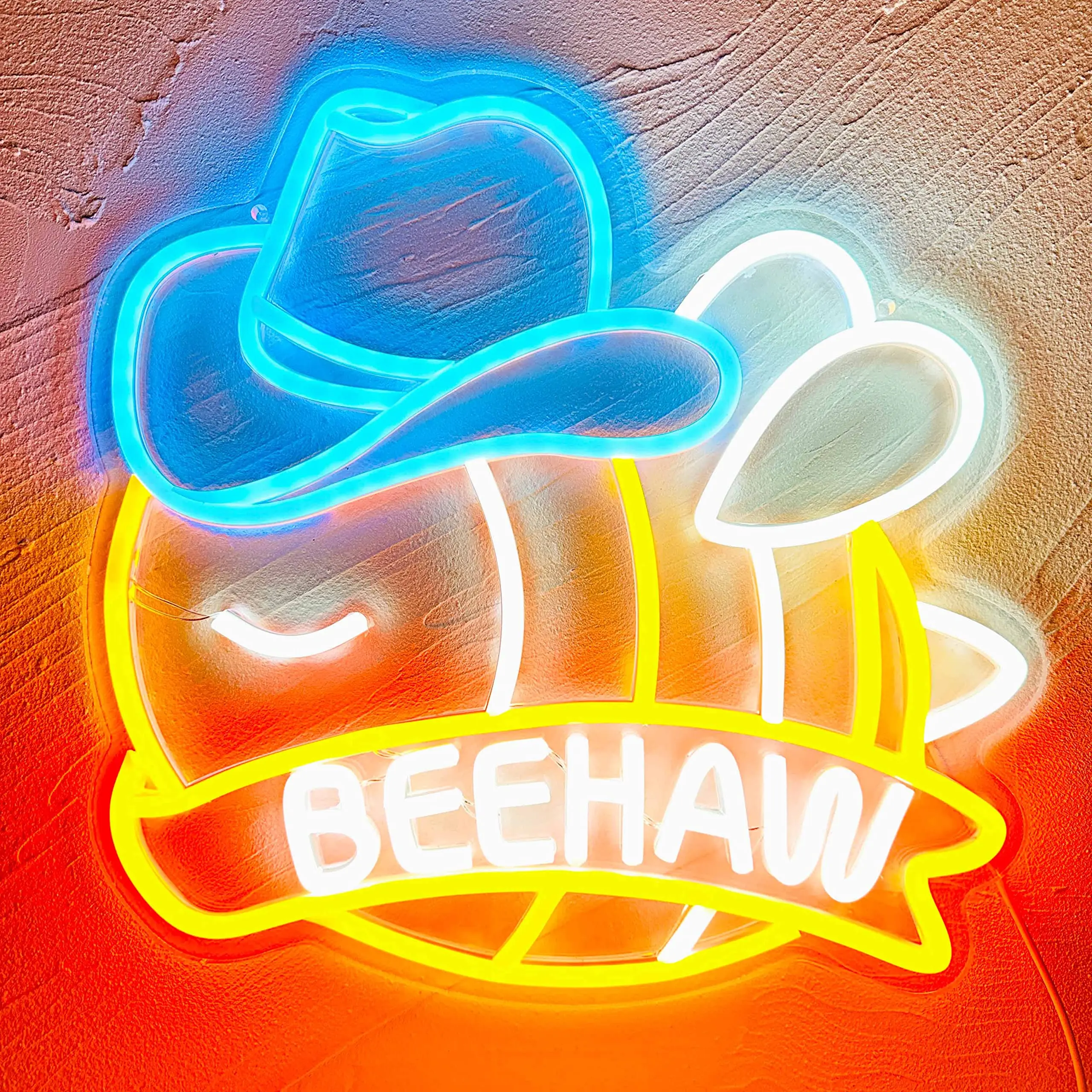 Cowboy Bee Neon Sign LED Lights House Aesthetic Restaurant BAR Livingroom Wall Decoration Personalized Art Lamp