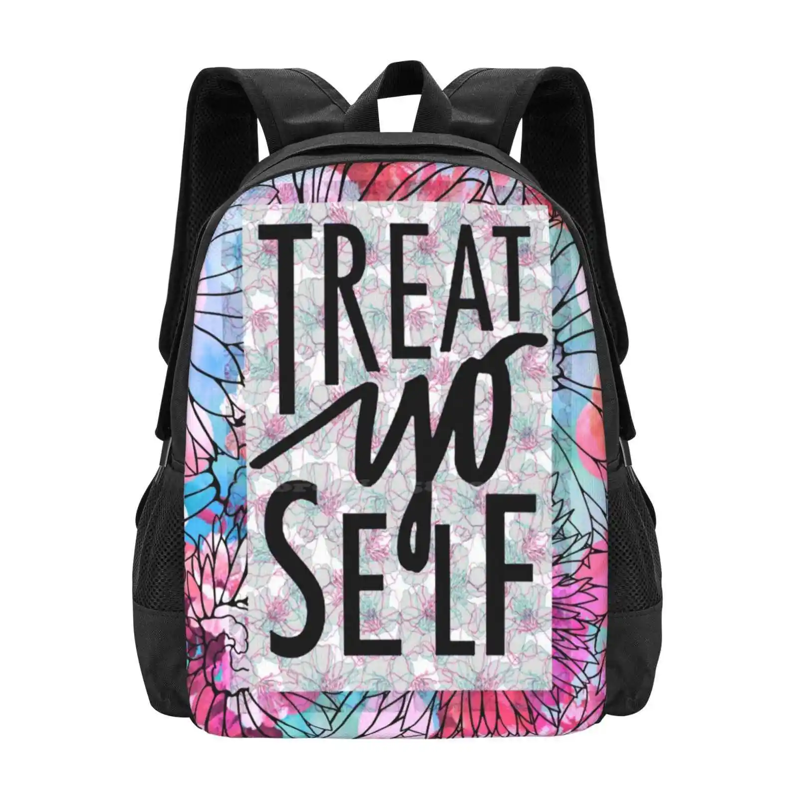 Treat Yo Self Parks And Recreation Fashion Pattern Design Travel Laptop School Backpack Bag Treat Yo Self Treat Yourself Parks